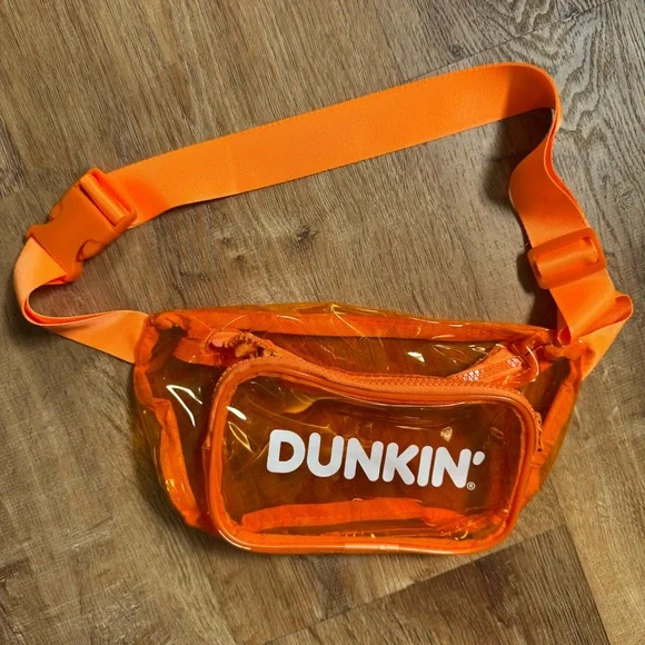 Dunkin’ Fanny Pack Orange clear Transparent Orange Belted Waist Bag - Picture 3 of 3